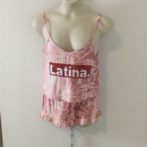 Weekending Latina sequins tie dye pajama set cami & shorts Woman’s XL